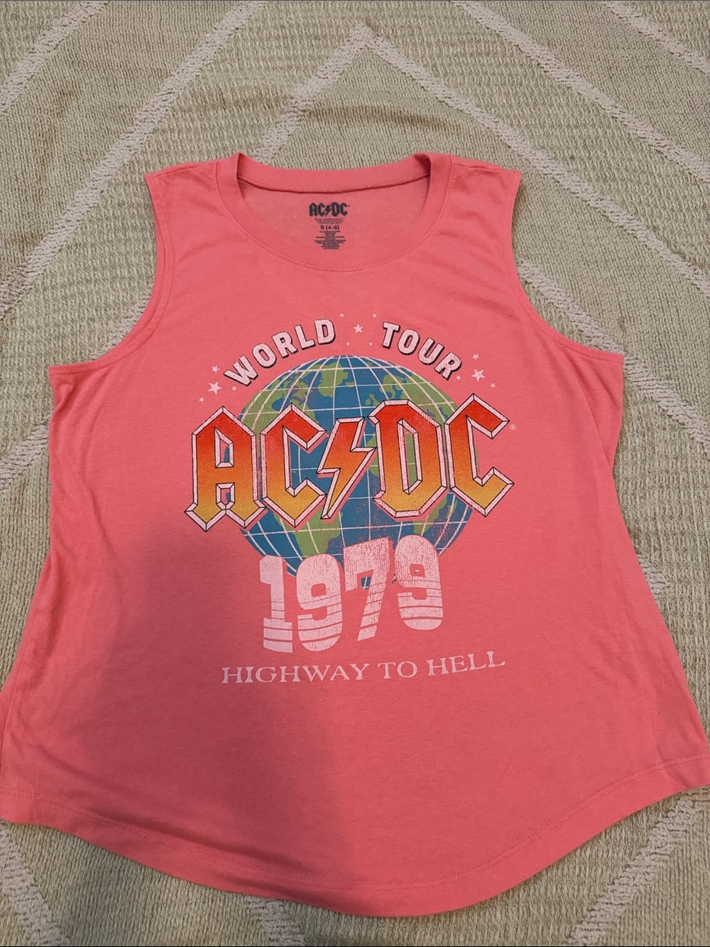 AC/DC Highway to Hell 1979 World Tour Graphic Tank Top Pink Women’s Small
